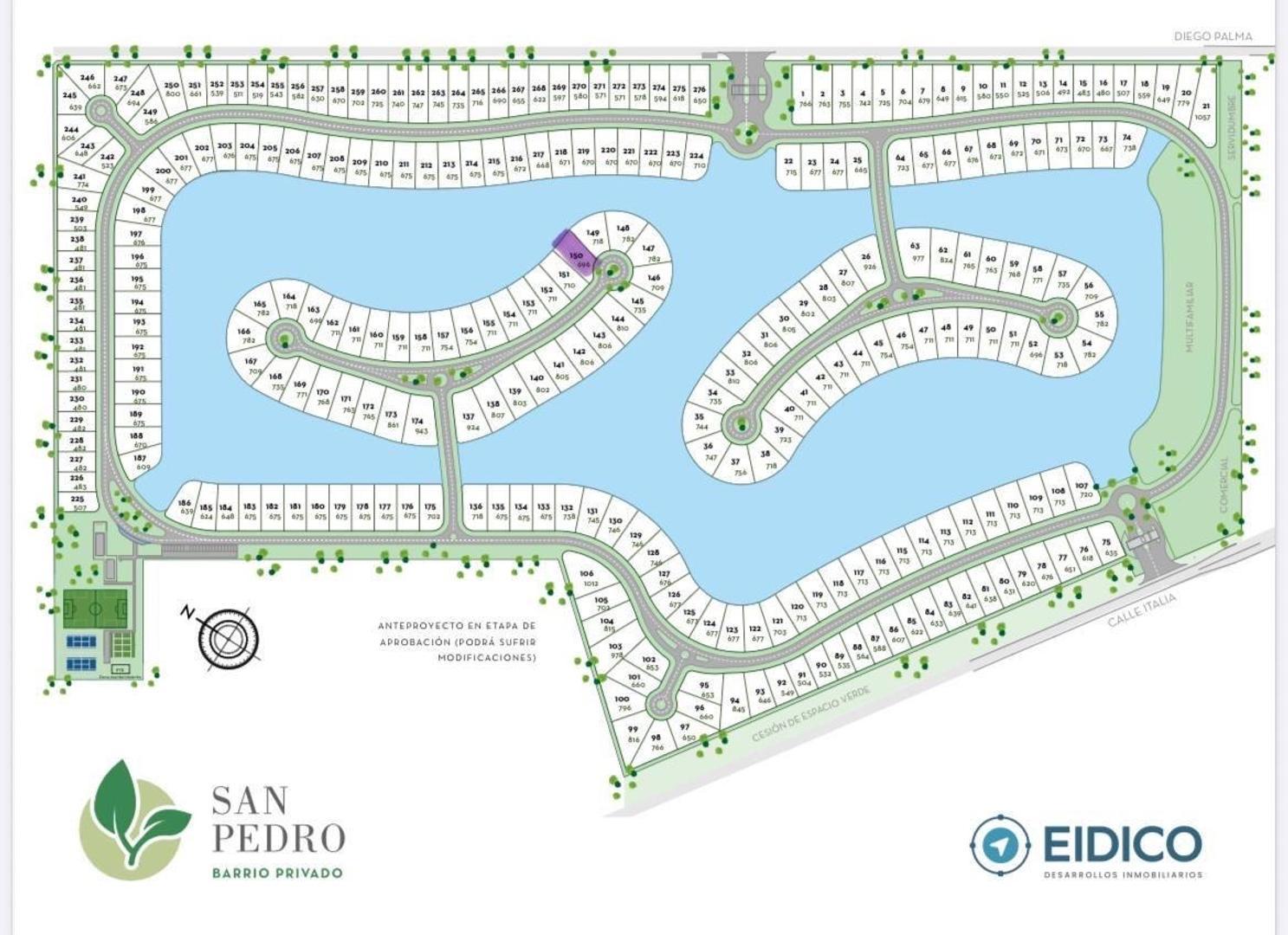 Terreno en Venta de 696,0 m2