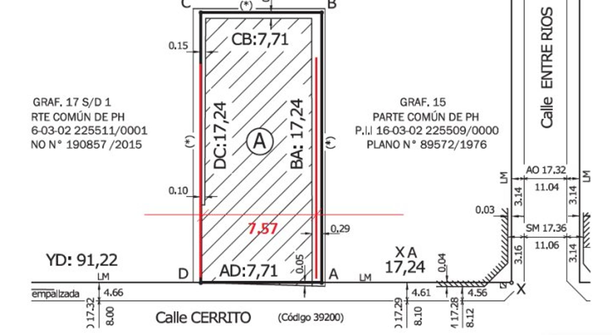 LOTE 7,71 X 17,24 CERRITO 1300