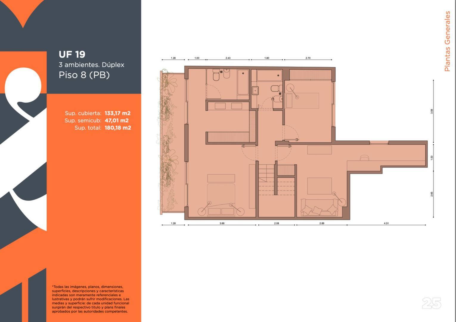Departamento 4 ambientes con 3 baños