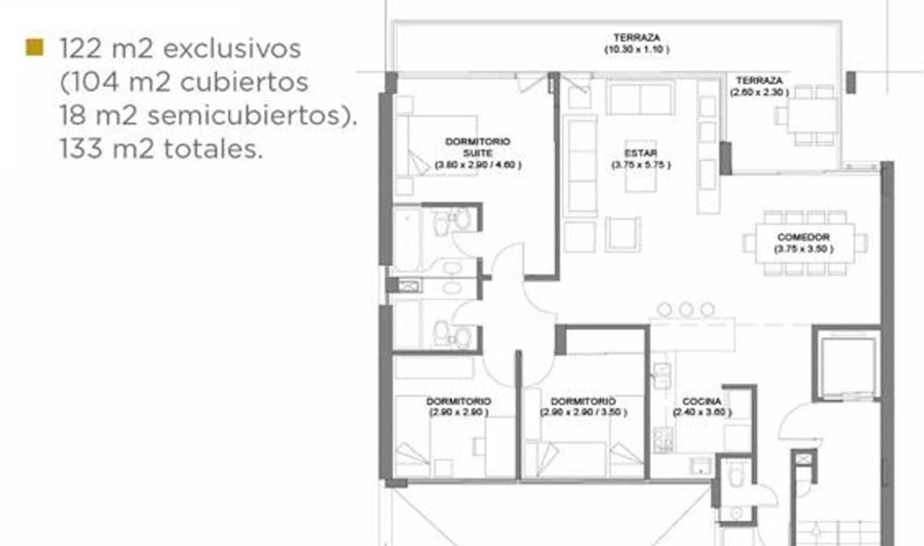 Departamento en Venta con 1 cocheras