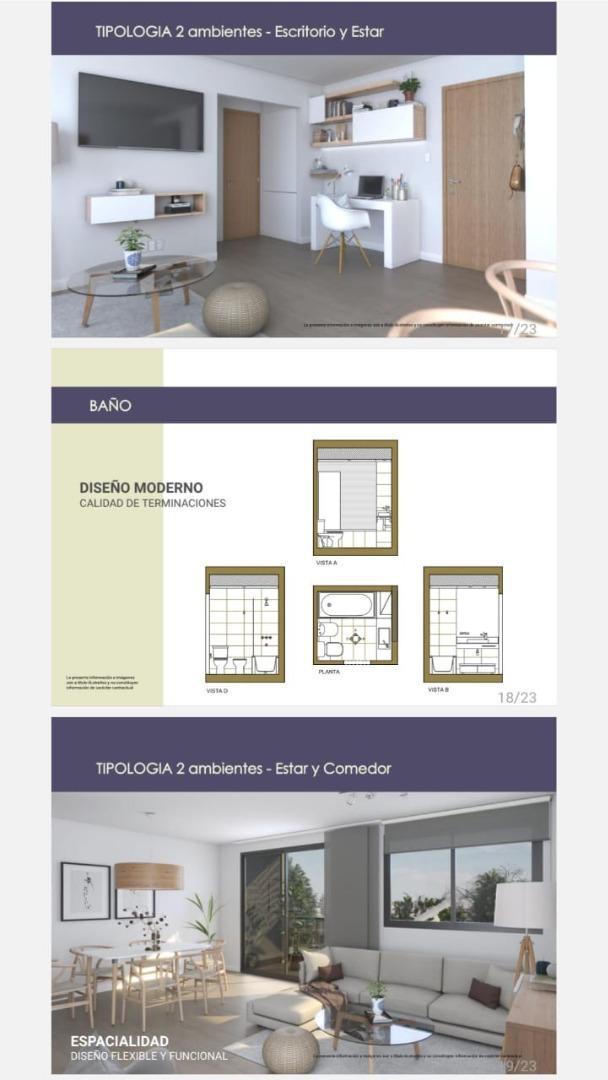 Departamento 2 ambientes con 1 baño