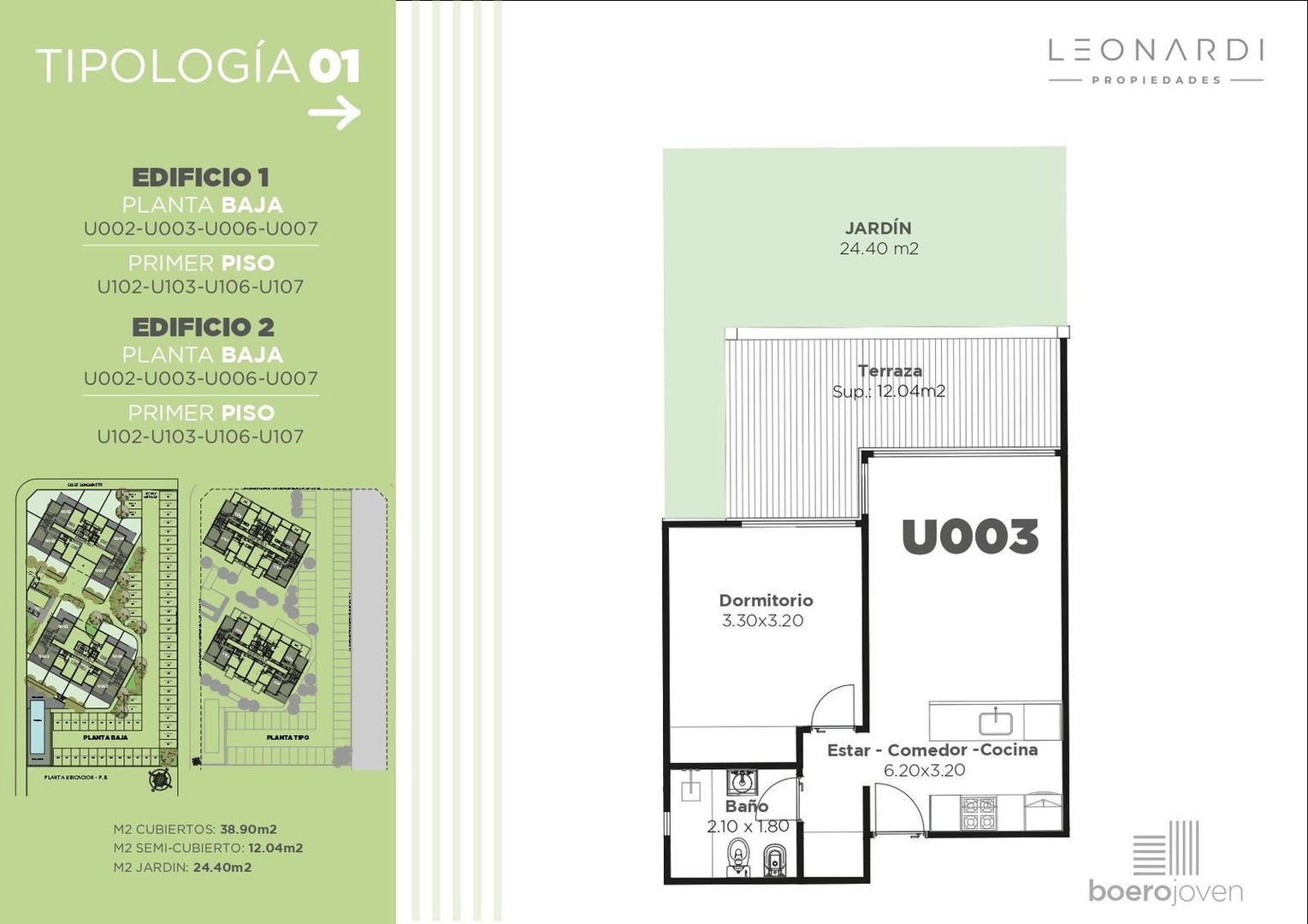 Departamento en Venta de 2 ambientes