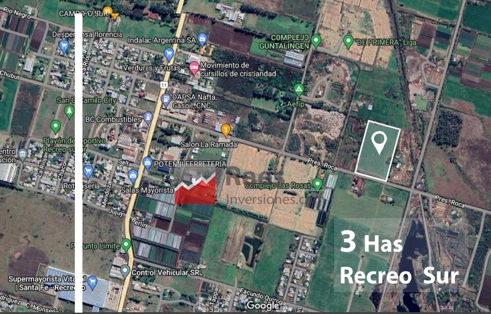 Terreno de 3 Hectáreas en RECREO SUR