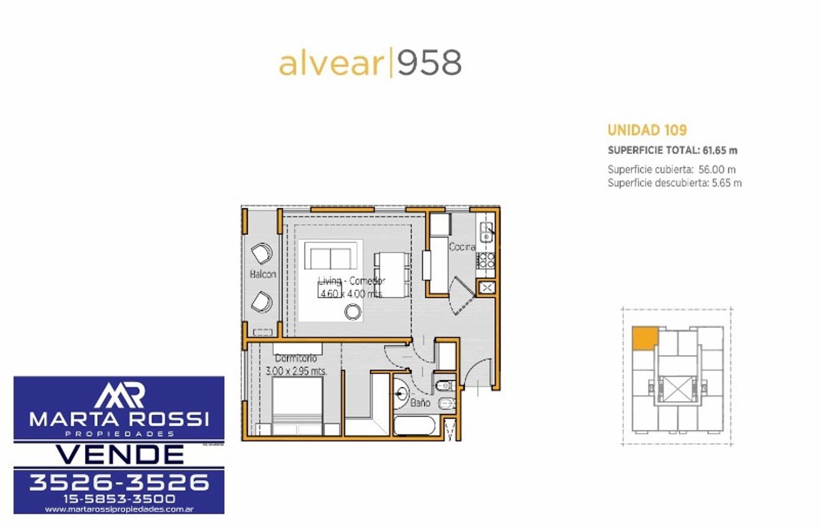 Departamento en Venta de 1 dormitorio