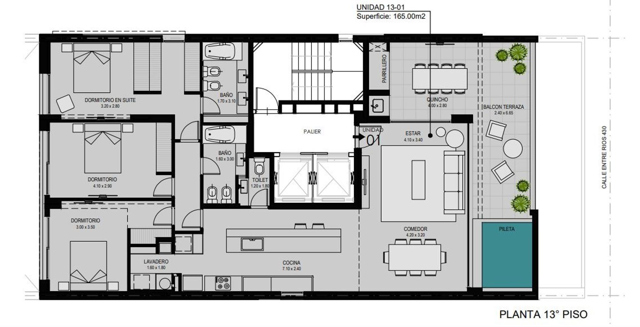 Entre Ríos 430 , Piso 13